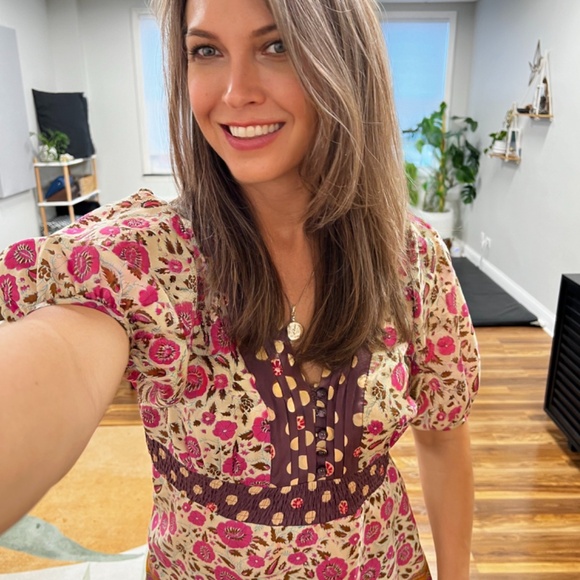 Cute Boho Blouse - comfy silk Anthropologie fei short sleeved - Picture 4 of 7